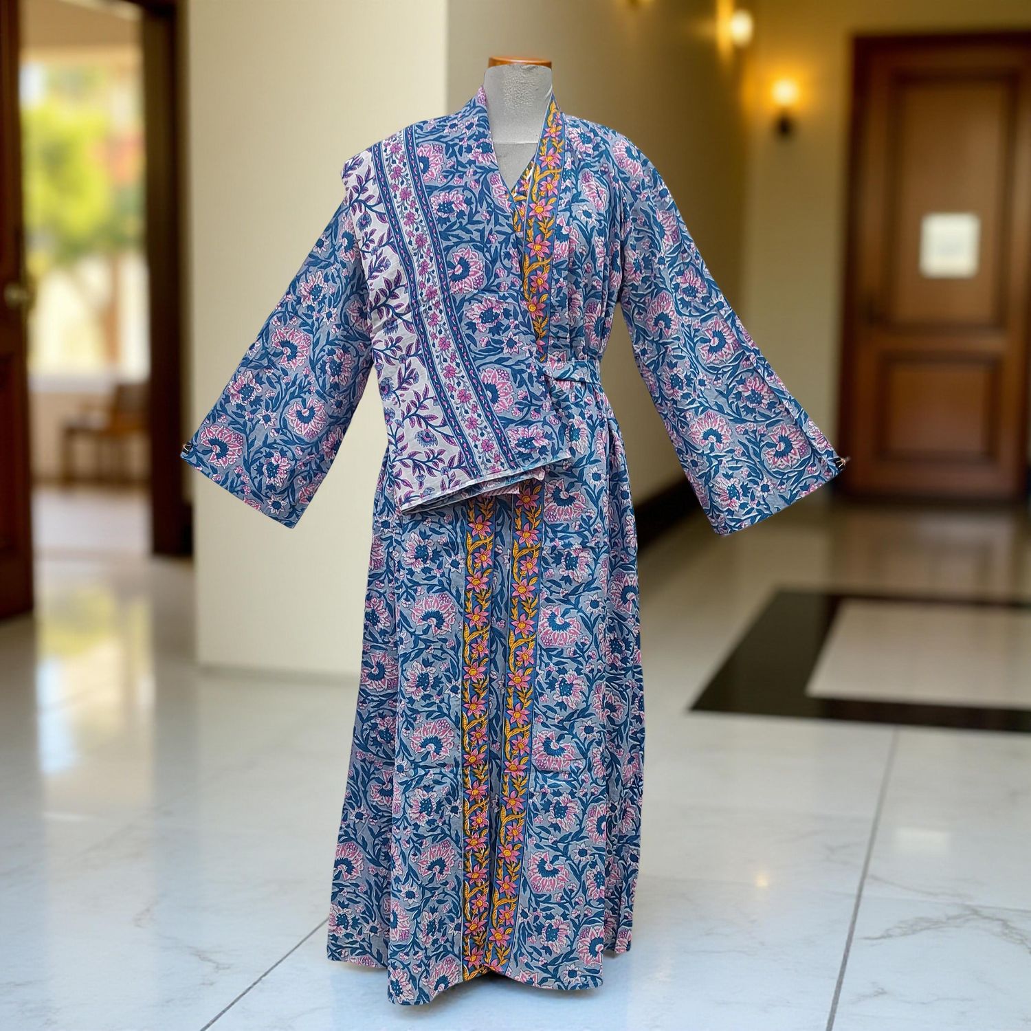 Free size Cotton Jalabiya Dress Abaya Set With Sheila