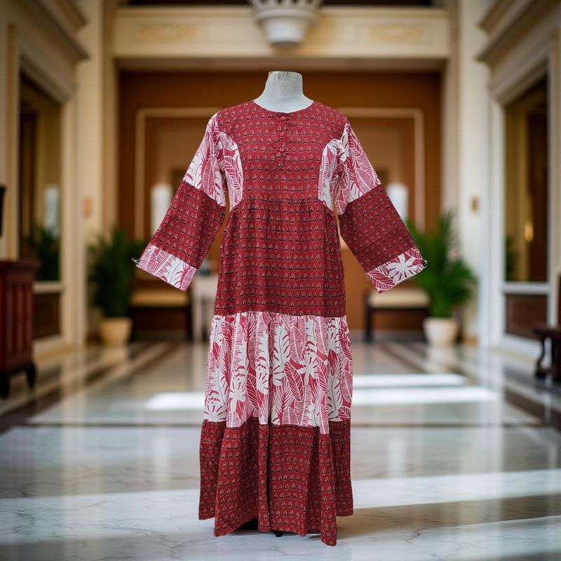 XS/S Juhi Printed Cotton Dress 54" Long Jalabiya