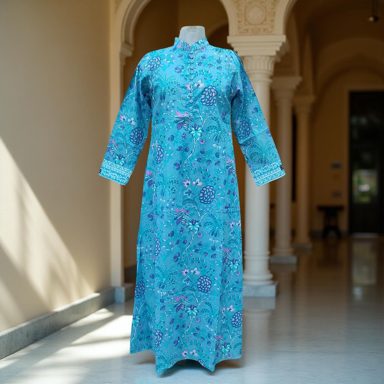 S/M Sofi Printed Cotton Dress 56" Long Jalabiya