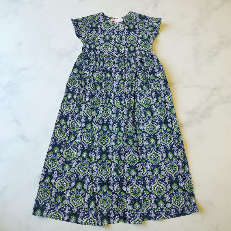 12-13 Year Precious Printed Cotton Girls Dress Long 50'' Jalabiya