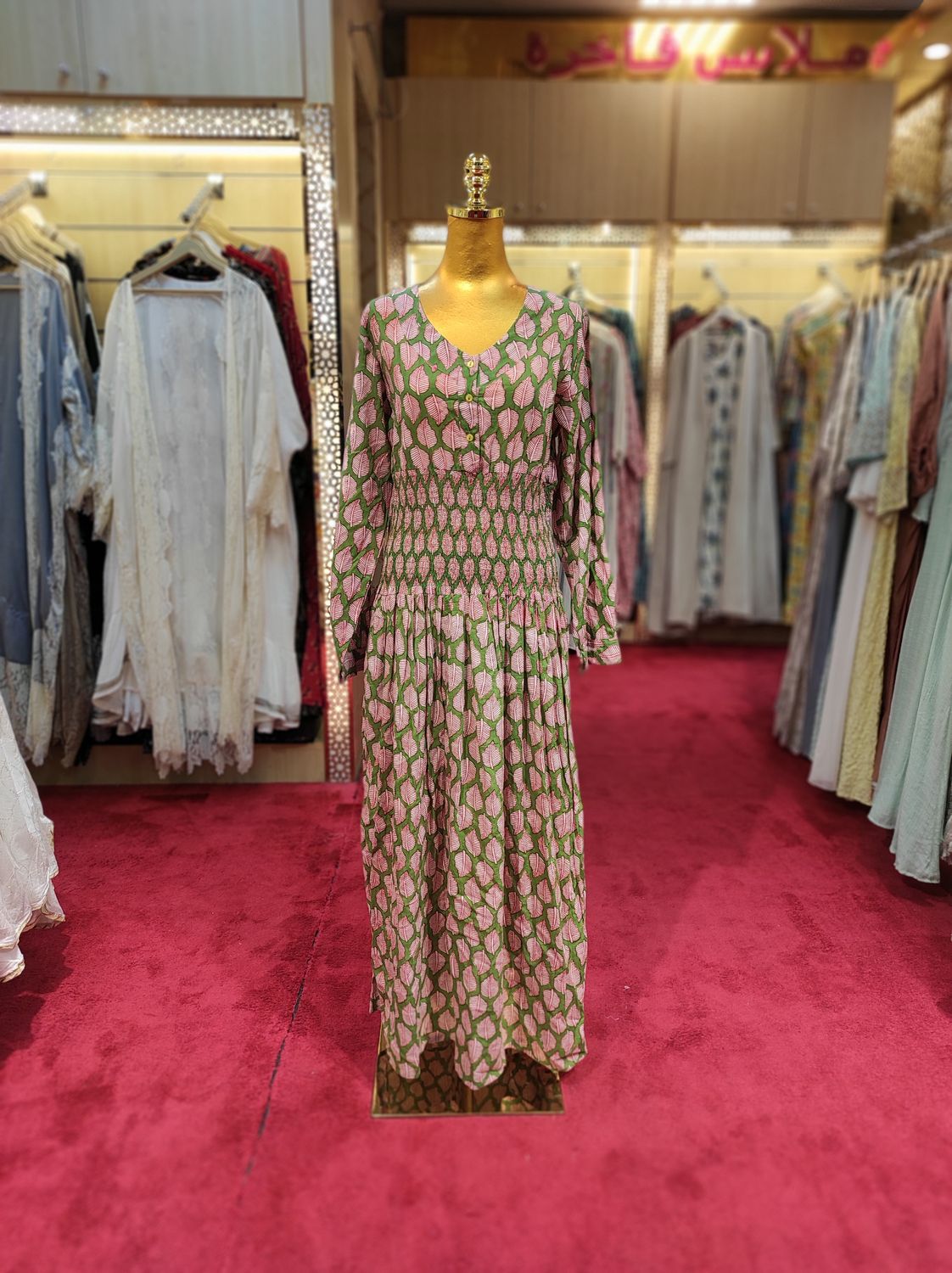 S/M Maysoon Printed Cotton Dress 57" Long Jalabiya