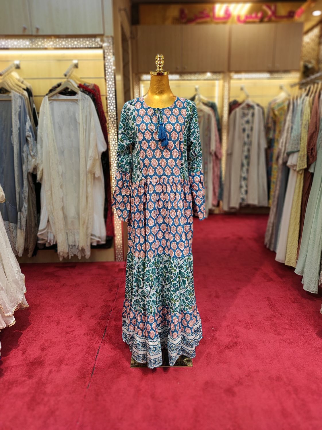 S/M Special Multi Printed Cotton Dress 57" Long Jalabiya