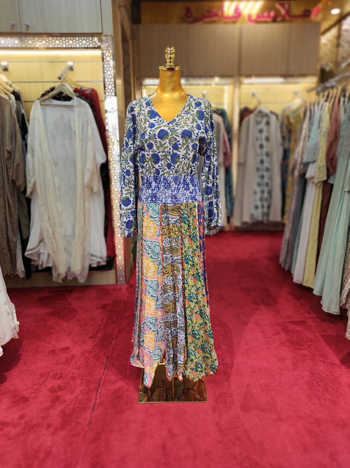 L/XL Zayna Printed Cotton Dress 56" Long Jalabiya