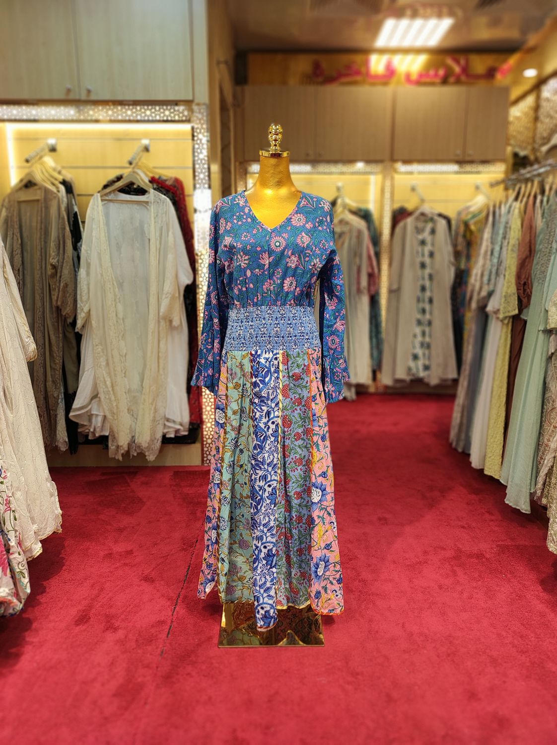 L/XL Zayna Printed Cotton Dress 56" Long Jalabiya