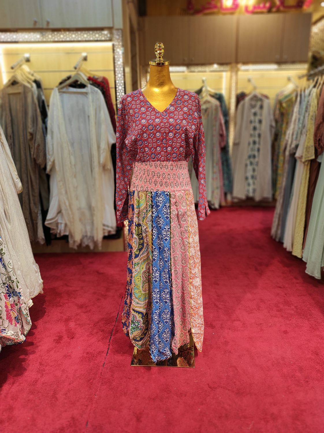 L/XL Zayna Printed Cotton Dress 56" Long Jalabiya