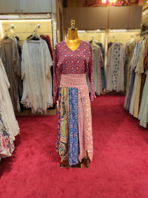 L/XL Zayna Printed Cotton Dress 56" Long Jalabiya