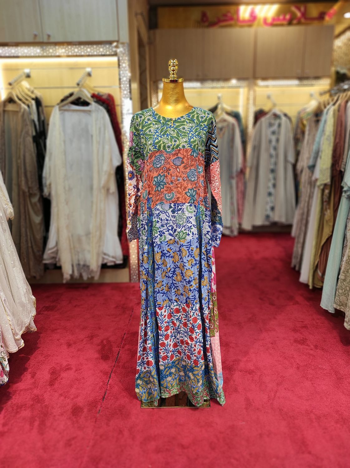 S/M Special Multi Printed Cotton Dress 57" Long Jalabiya