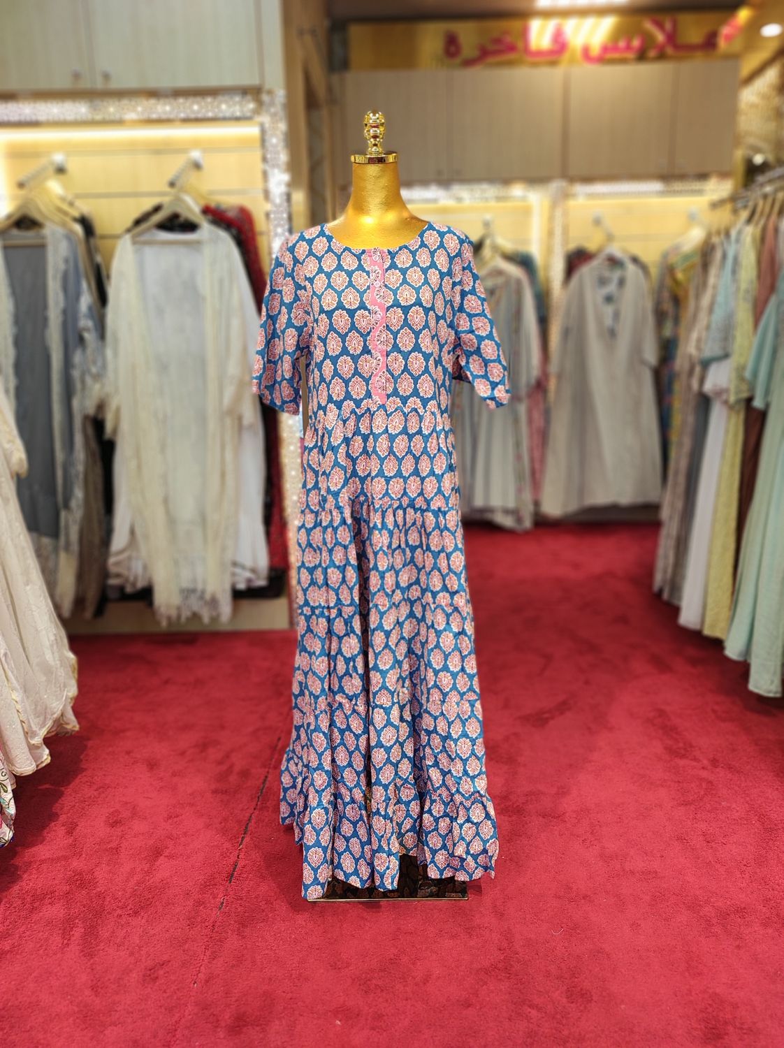 S/M Special Multi Printed Cotton Dress 57" Long Jalabiya