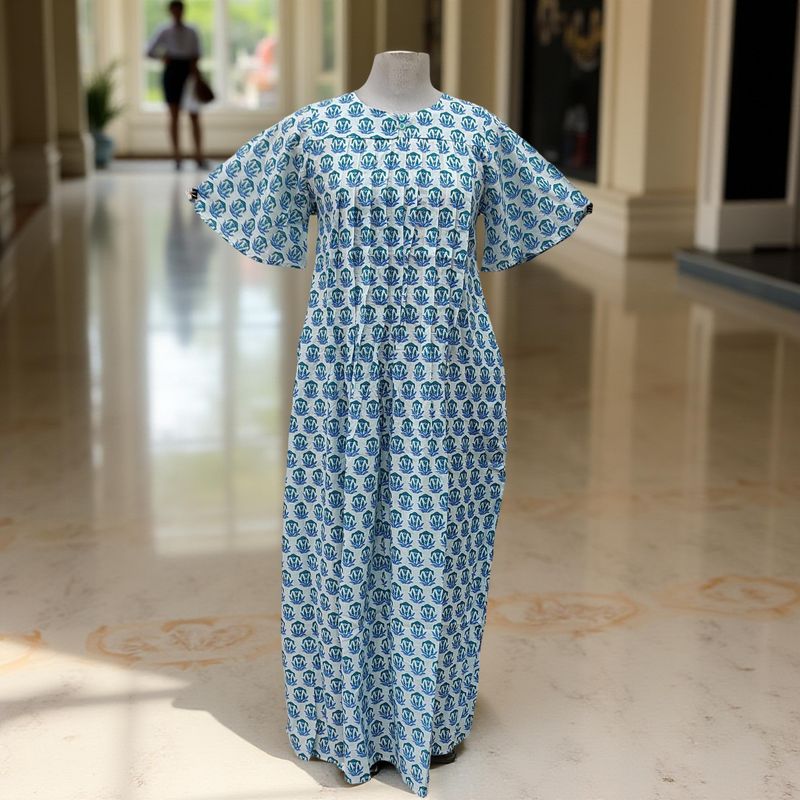 10-11 Year Nahla Printed Cotton Girls Dress 46" Long Jalabiya