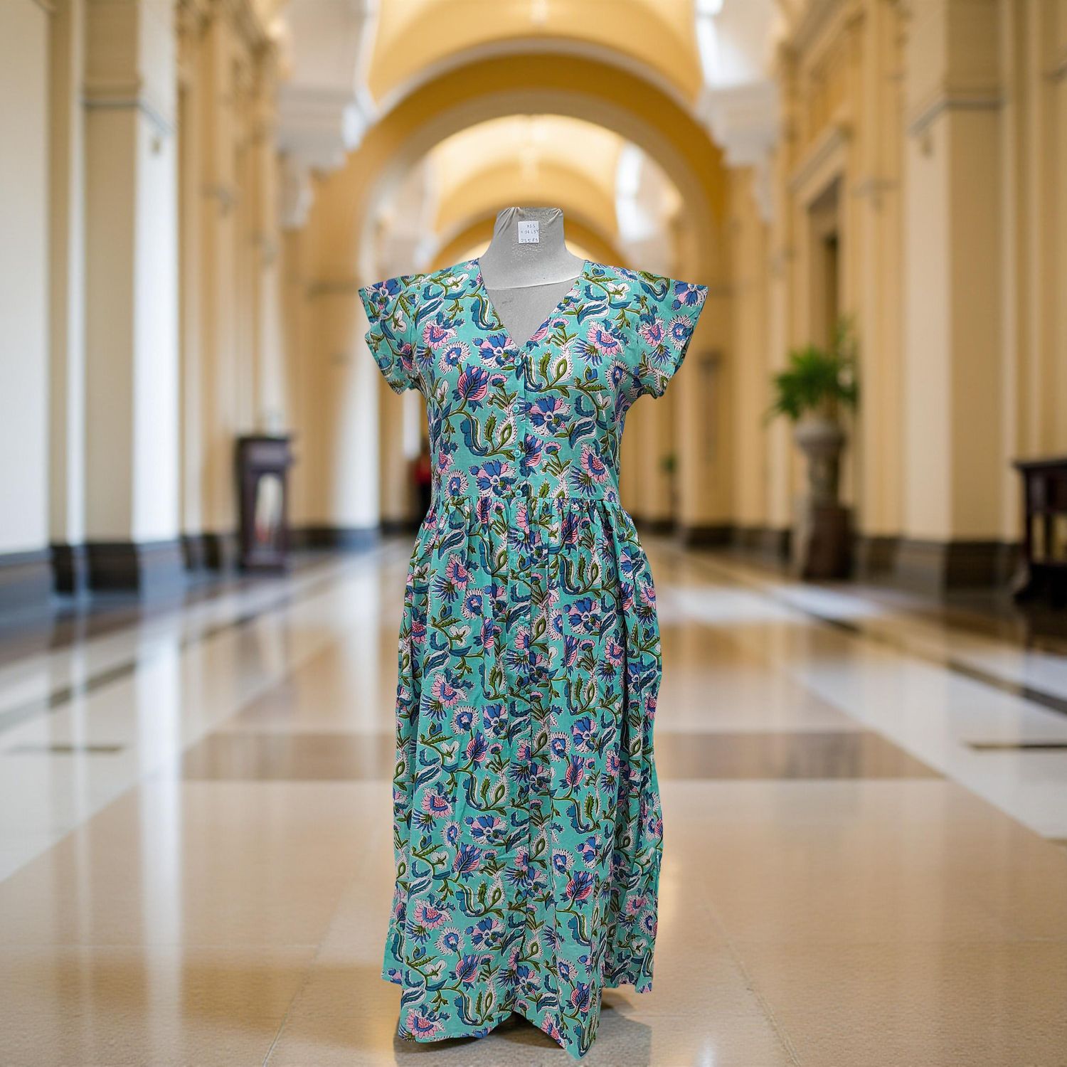 2XL/3XL Precious Printed Cotton Jalabiya Dress 57" Long