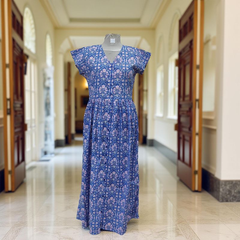 S/M Precious Printed Cotton Dress 57" Long Jalabiya