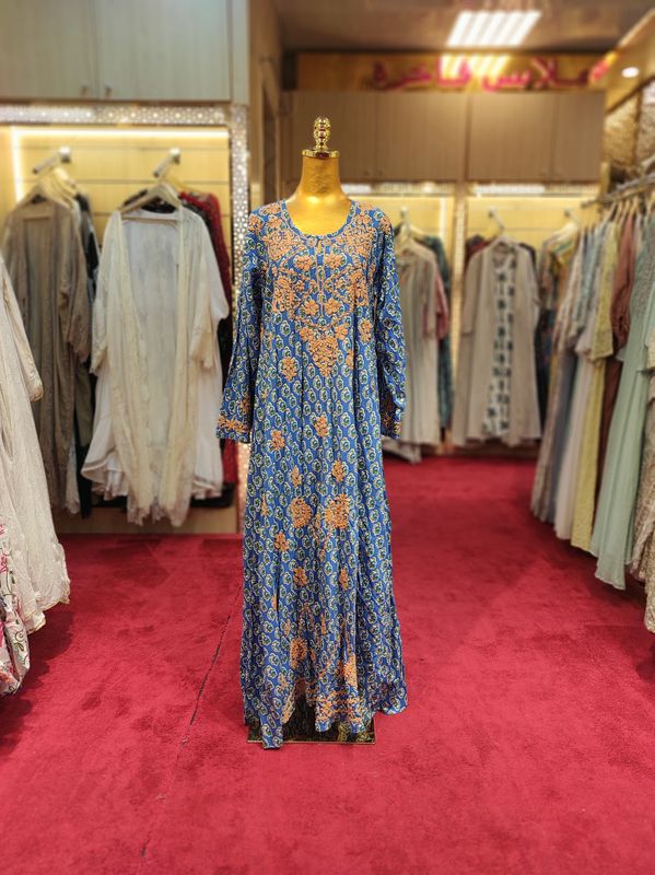 S/M Special Embroidery printed Cotton Dress 57" Long Jalabiya