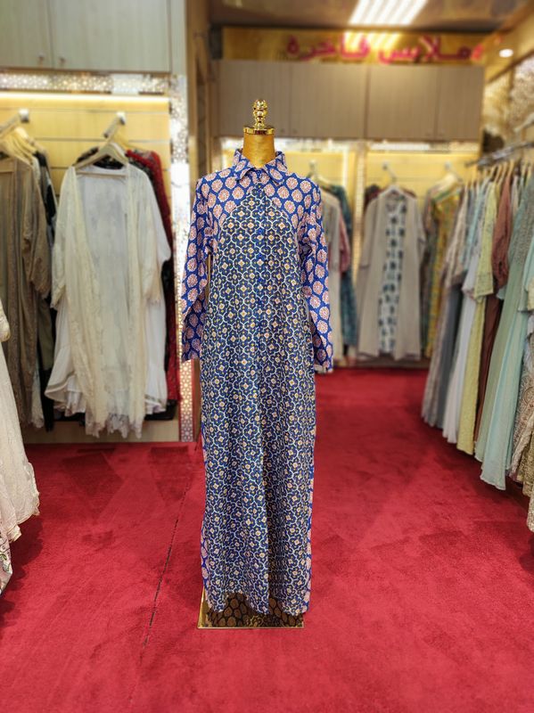 S/M Honey Printed Cotton Dress 57" Jalabiya