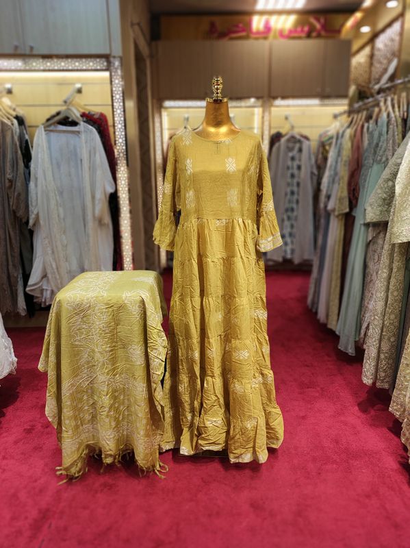 L/XL Juhi Printed Cotton Dress 57" Long With Sheila 