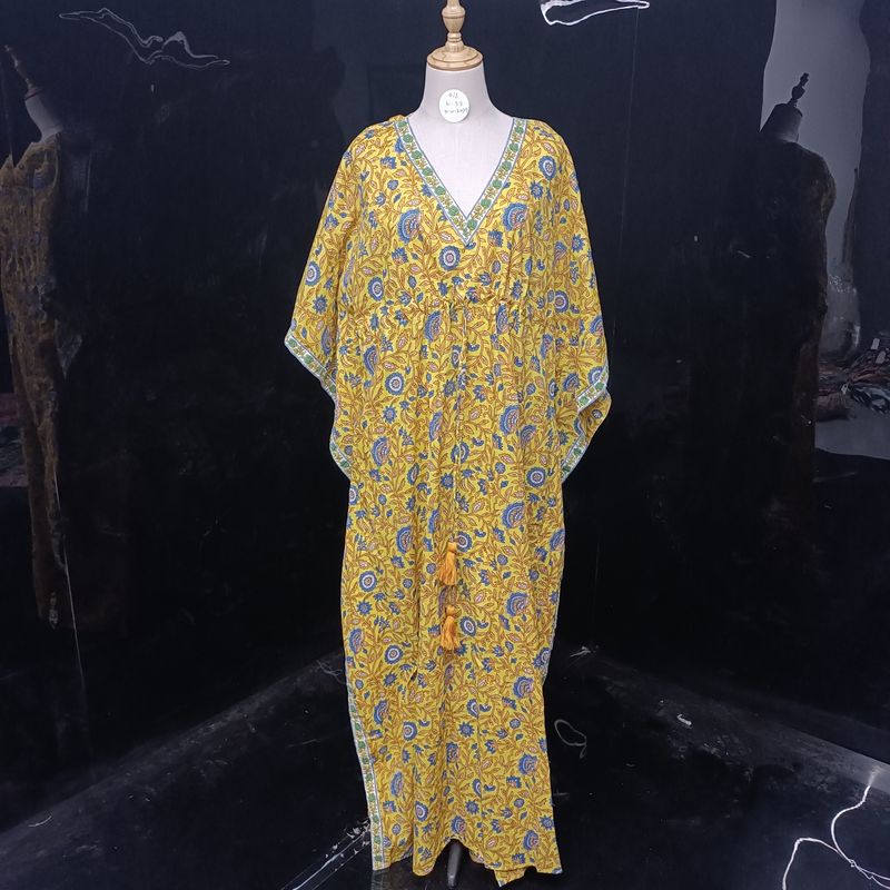 Free Size Cotton Farasha Kaftan 57" Long Jalabiya