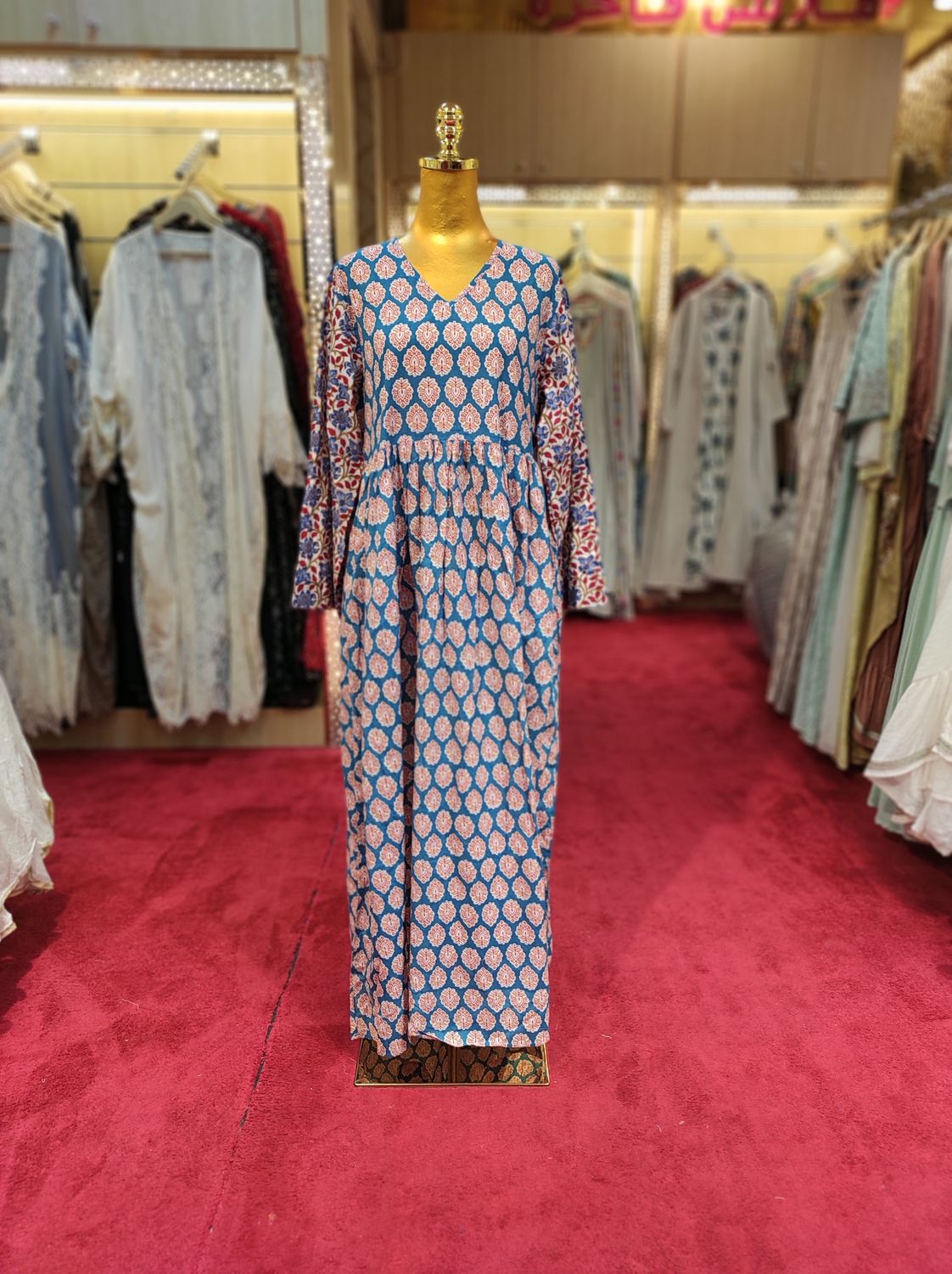 S/M Special Multi Printed Cotton Dress 57" Long Jalabiya