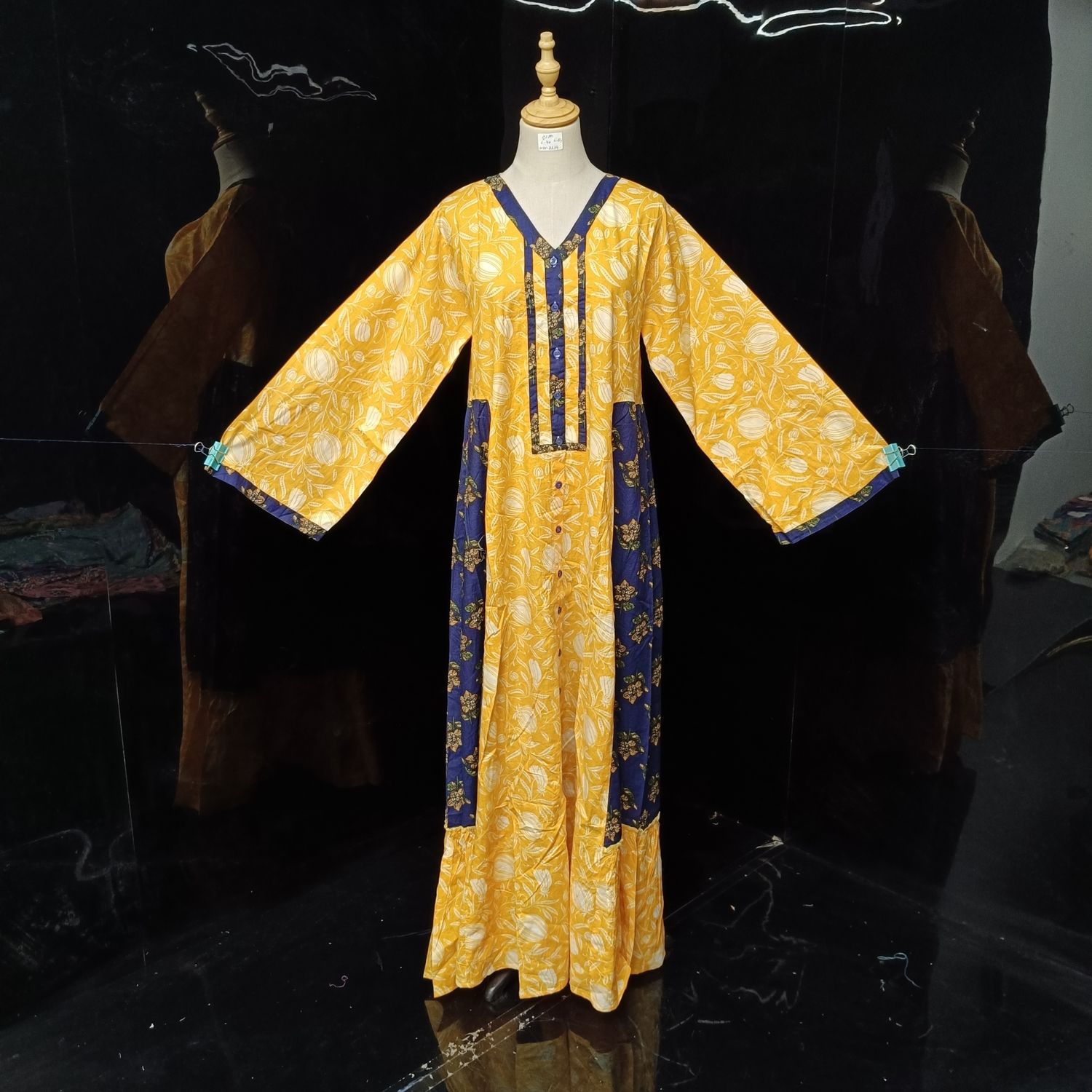 S/M Tulip Printed Cotton Dress 57" Long Jalabiya