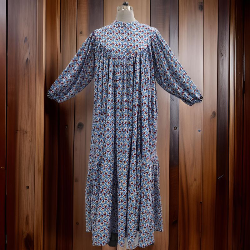 2XL/3XL Alfia Printed Cotton Dress 57" Long Jalabiya