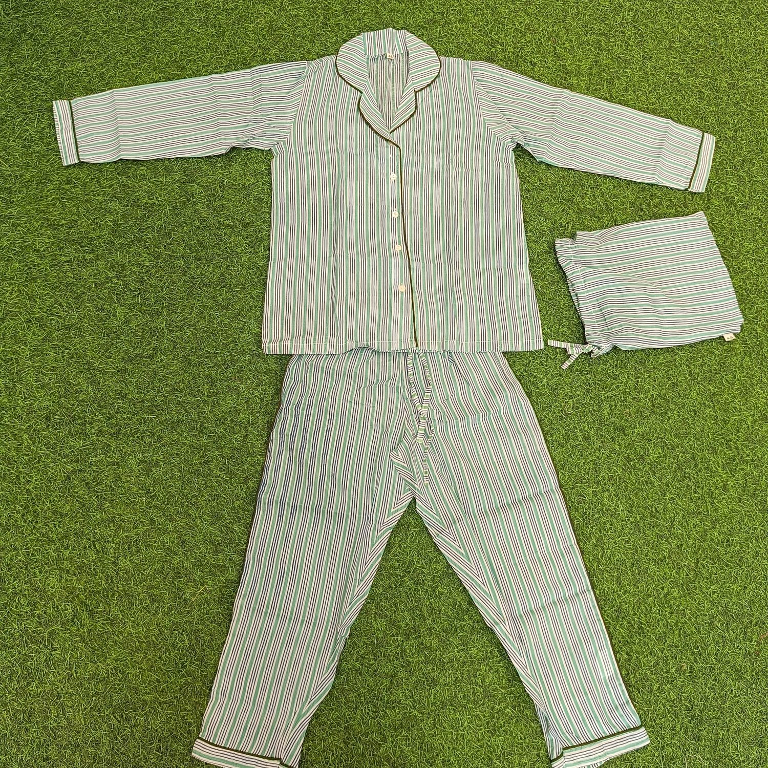 4-5 Year Cotton Full Sleeves Shirt Collar Neck Pajamas Set