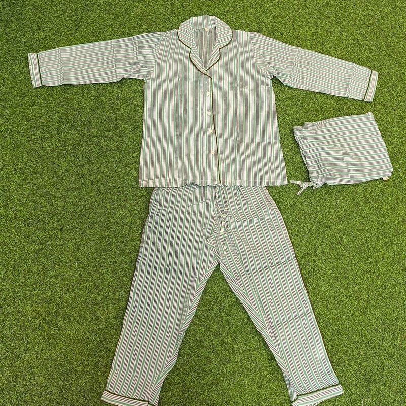 4-5 Year Cotton Full Sleeves Shirt Collar Neck Pajamas Set