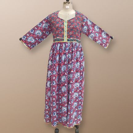 S/M Nagma Printed Cotton Dress 57" Long Jalabiya