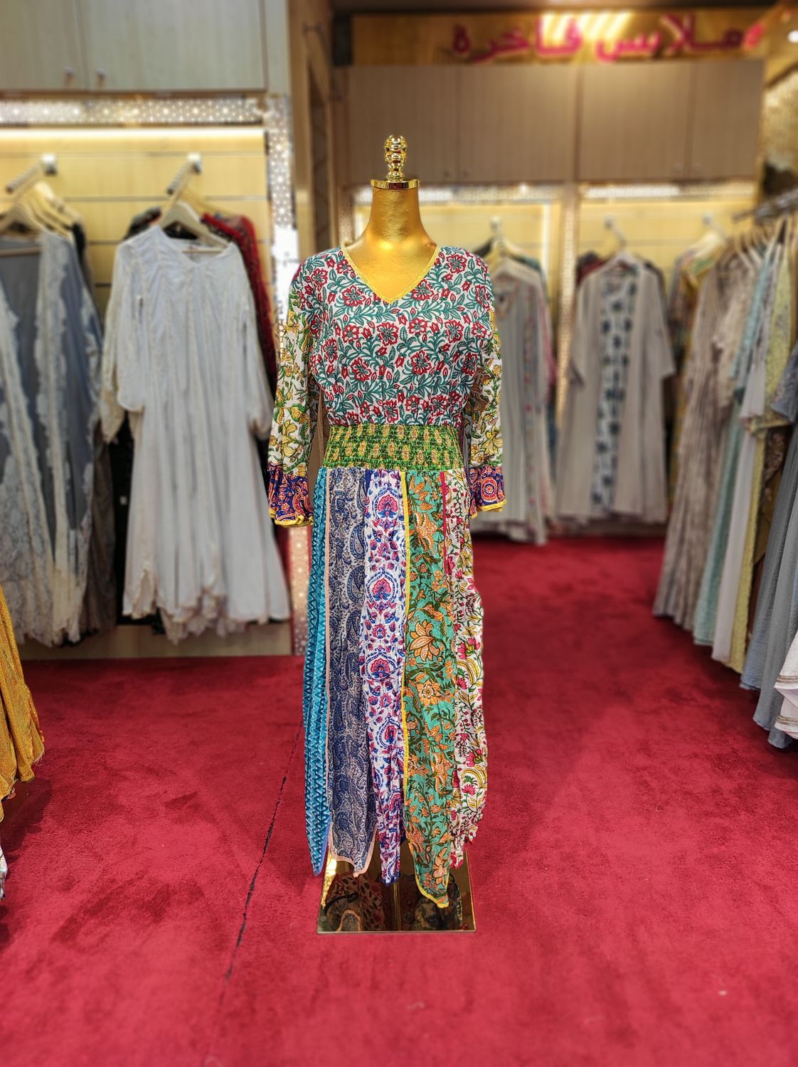 L/XL Zayna Printed Cotton Dress 57" Long Jalabiya