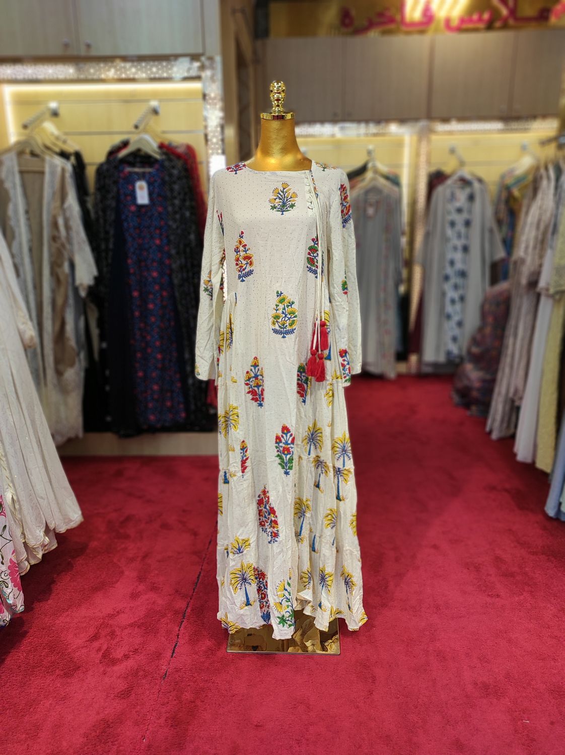 S/M Cindrella crystal  Cotton Dress 57" Long Jalabiya