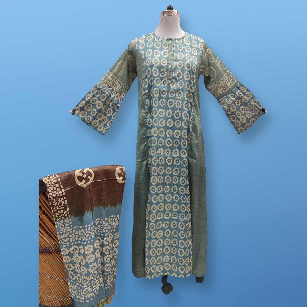 S/M Cotton Printed Marry Dress 56" Long Jalabiya With Sheila