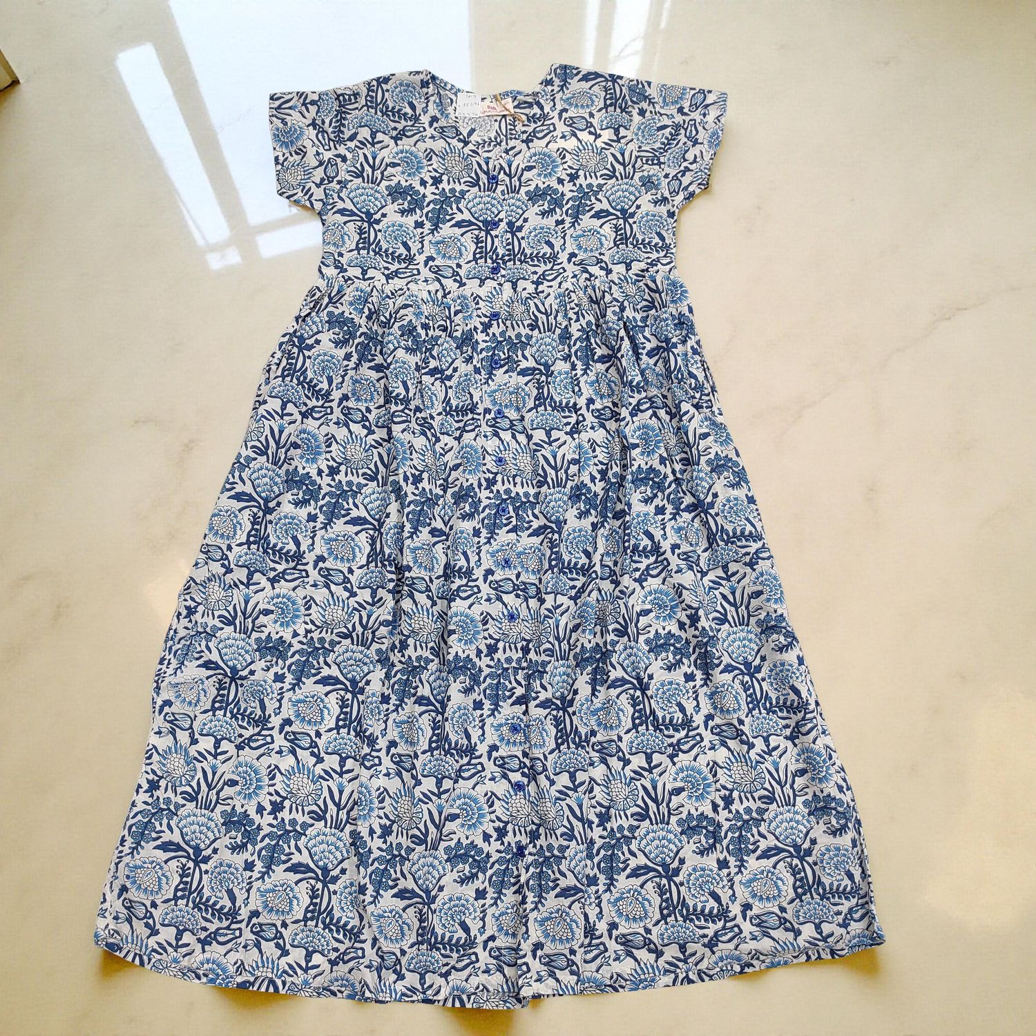 10-11 Year Precious Printed Cotton Girls Dress Long 47'' Jalabiya