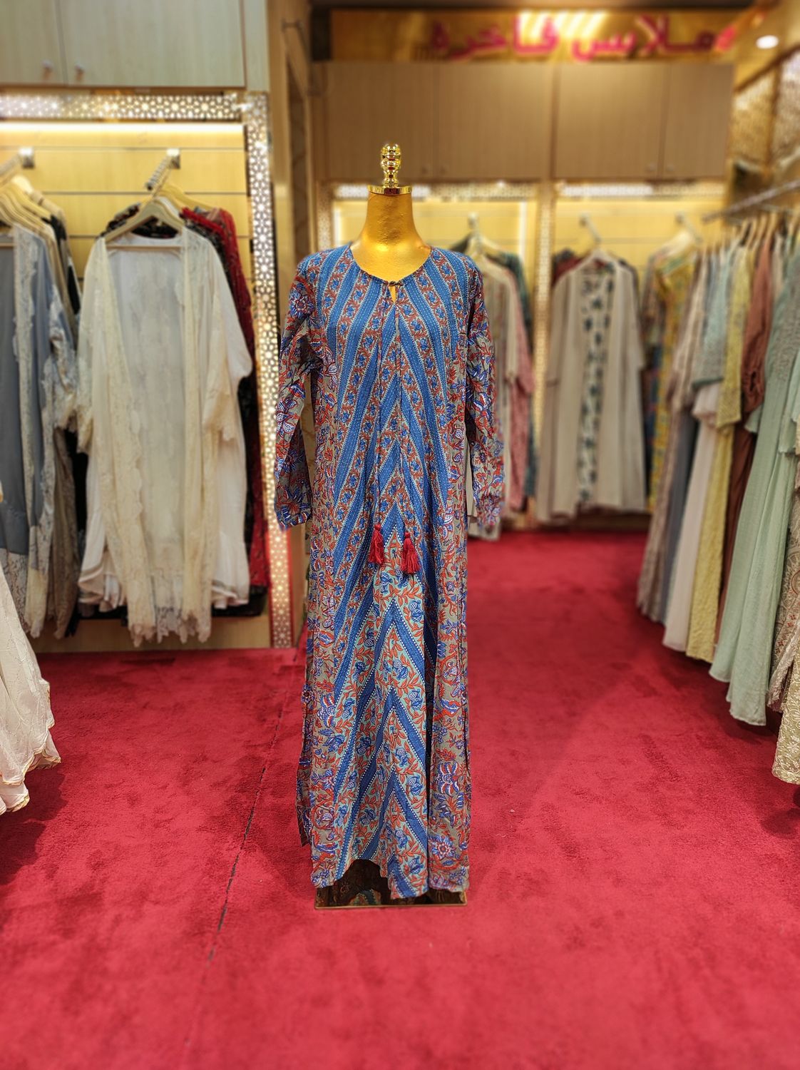 L/XL Special Printed Cotton Dress 57" Long Jalabiya