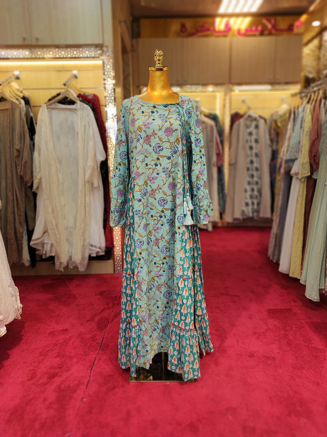 L/XL Cindrella Printed Cotton Dress 57" Long Jalabiya