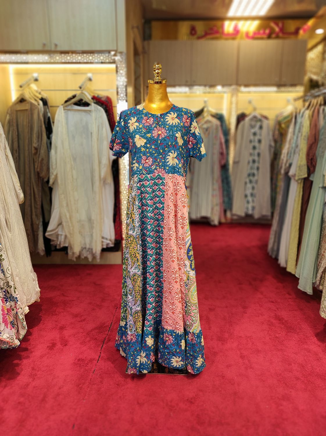 S/M Special Multi Printed Cotton Dress 57" Long Jalabiya