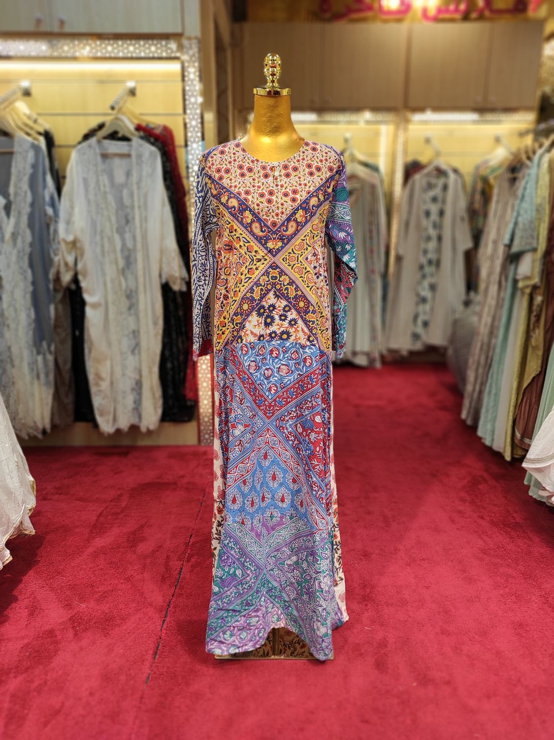 S/M Special Multi Printed Cotton Dress 57" Long Jalabiya