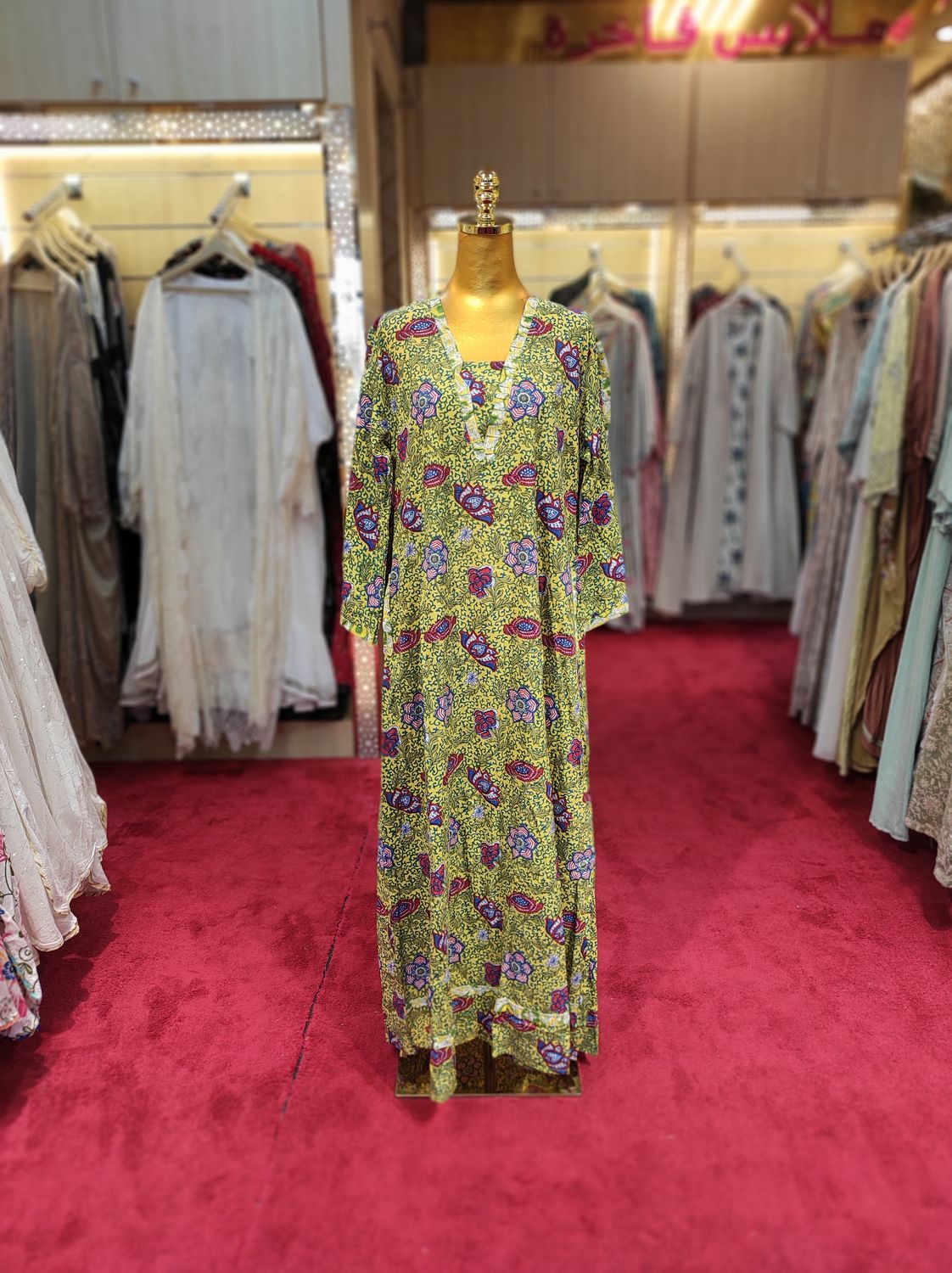 S/M Special Multi Printed Cotton Dress 57" Long Jalabiya