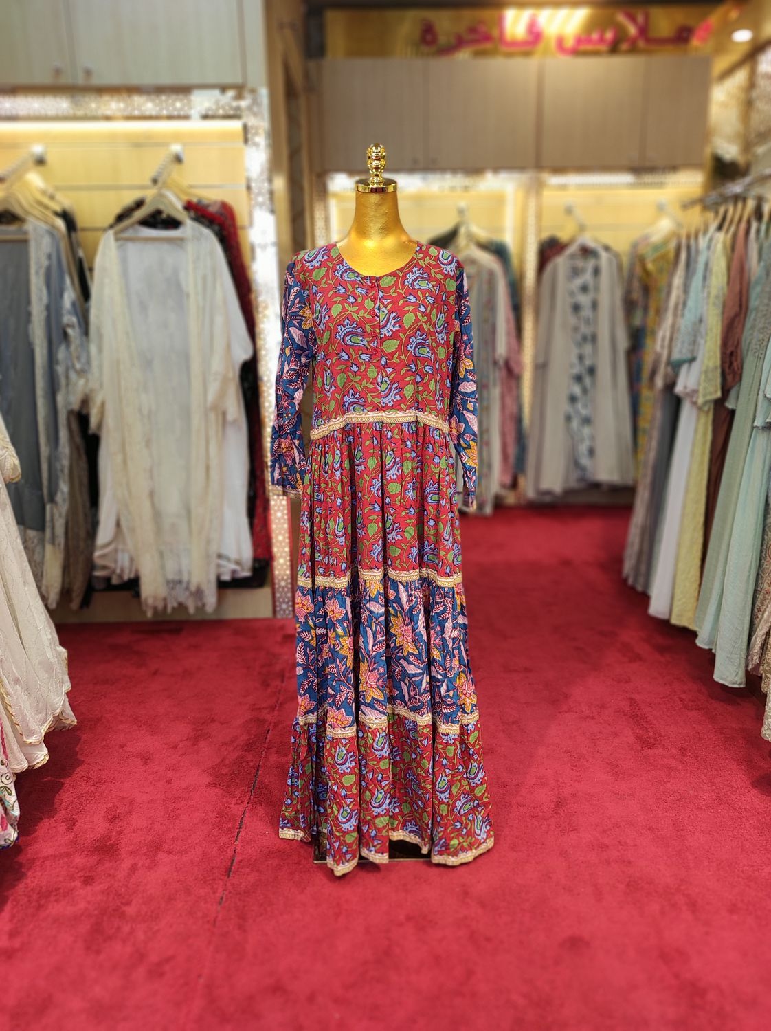 S/M Special Multi Printed Cotton Dress 57" Long Jalabiya