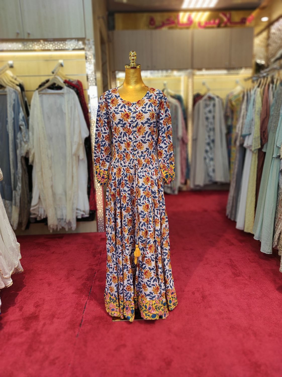 S/M Special Multi Printed Cotton Dress 57" Long Jalabiya