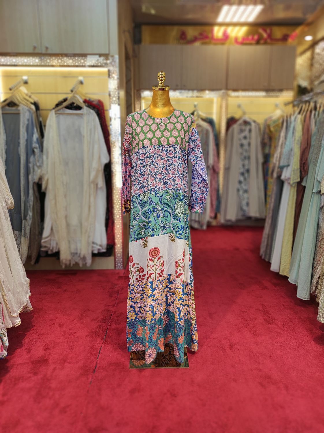 S/M Special Multi Printed Cotton Dress 57" Long Jalabiya