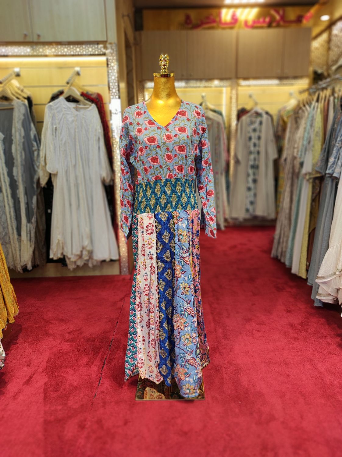 L/XL Zayna Printed Cotton Dress 56" Long Jalabiya