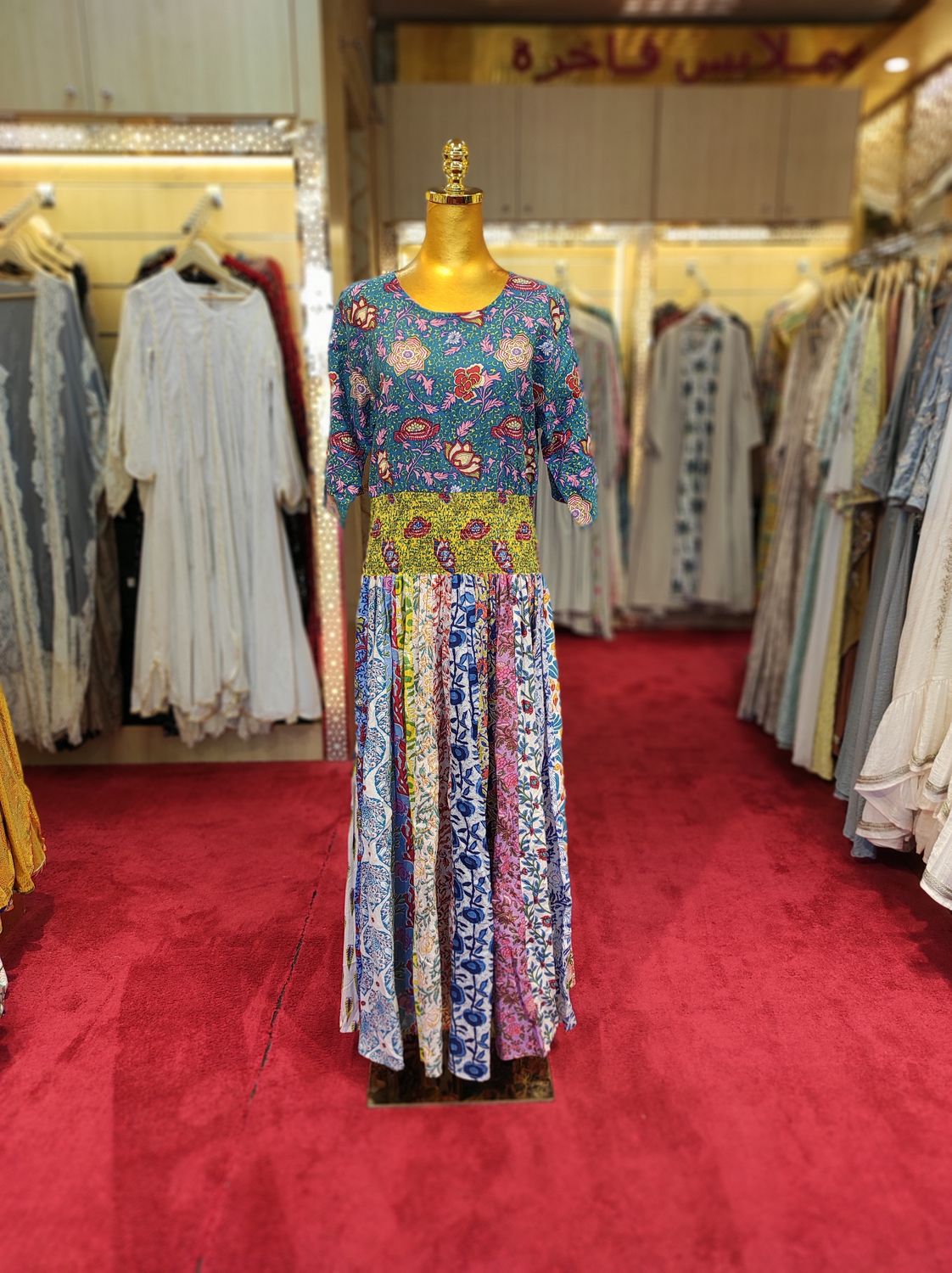 S/M Special Multi Printed Cotton Dress 57" Long Jalabiya