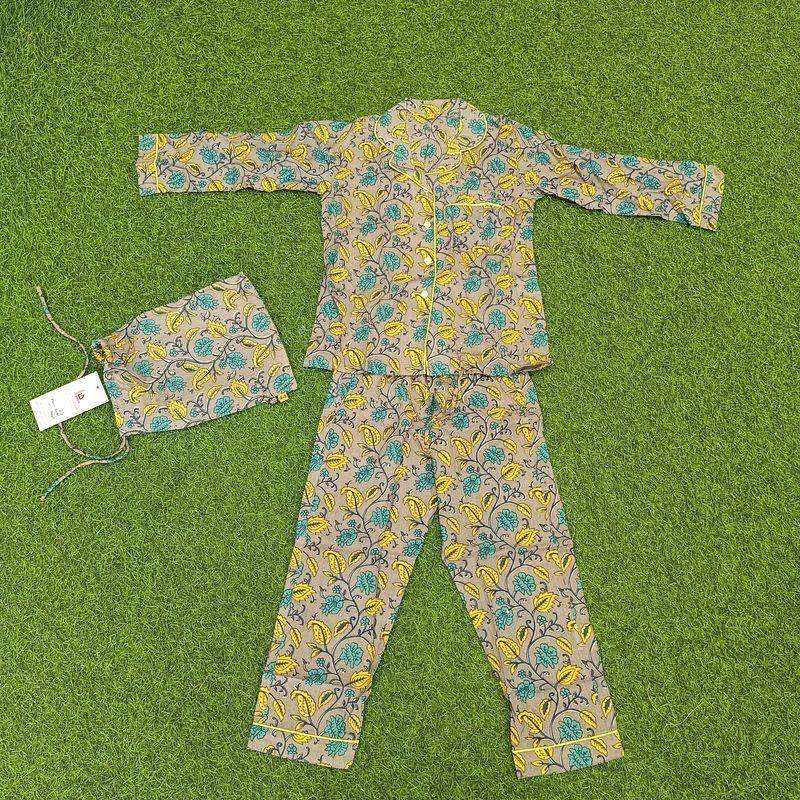 2-3 Year Pajama Cotton Short Sleeves Shirt Collar Neck Pajamas Set