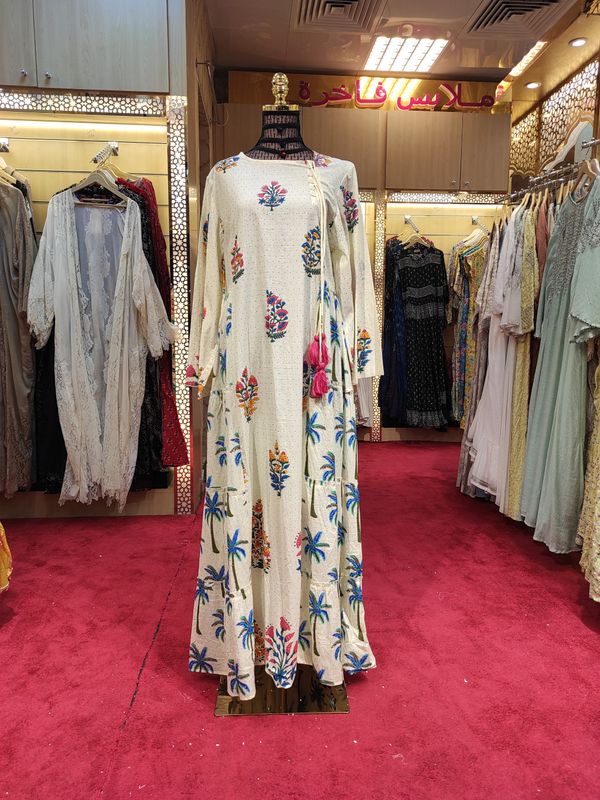 L/XL Cindrella crystal  Cotton Dress 57" Long Jalabiya