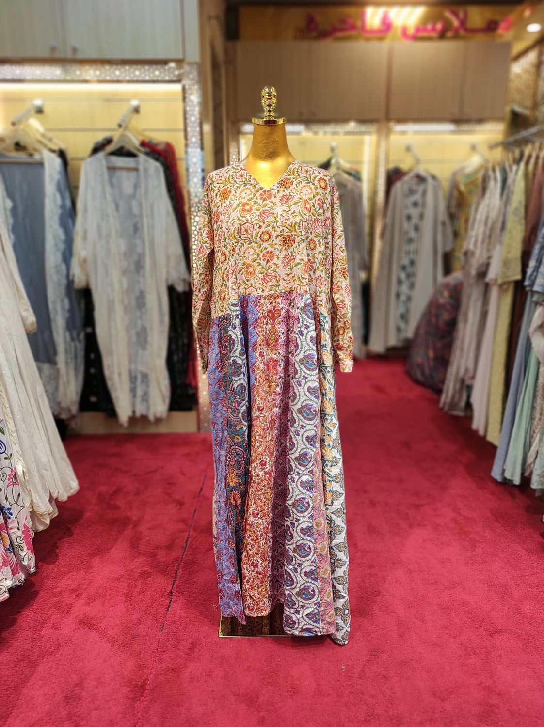 2XL/3XL Special Printed Cotton Dress 57" Long Jalabiya