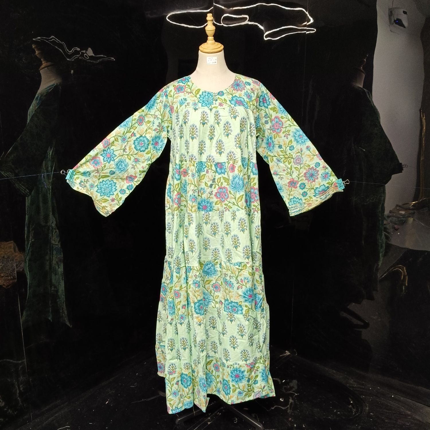 XS/S Moon Printed Cotton Dress 54" Long Jalabiya