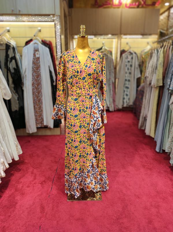 L/XL Special Multi Printed Cotton Dress 57" Long Jalabiya