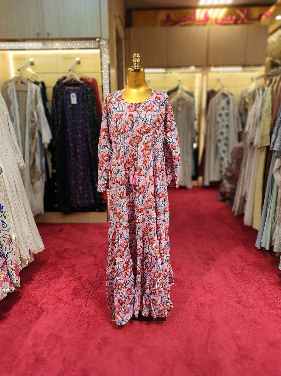 L/XL Razia Crystal Cotton  Dress 57" Long Jalabiya