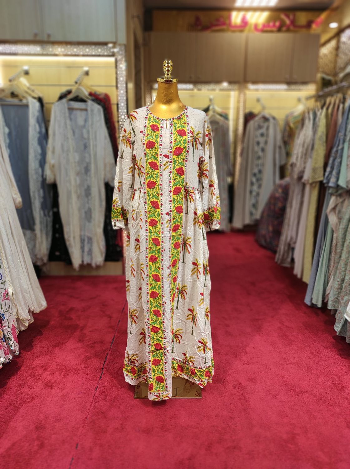 S/M Bhopali Crystal Cotton Dress 57" Long Jalabiya