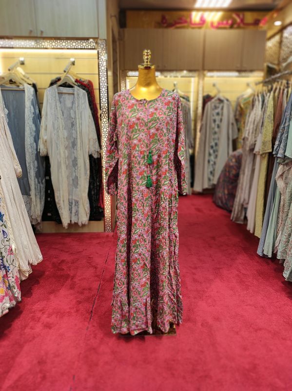 L/XL Razia Crystal Cotton  Dress 57" Long Jalabiya