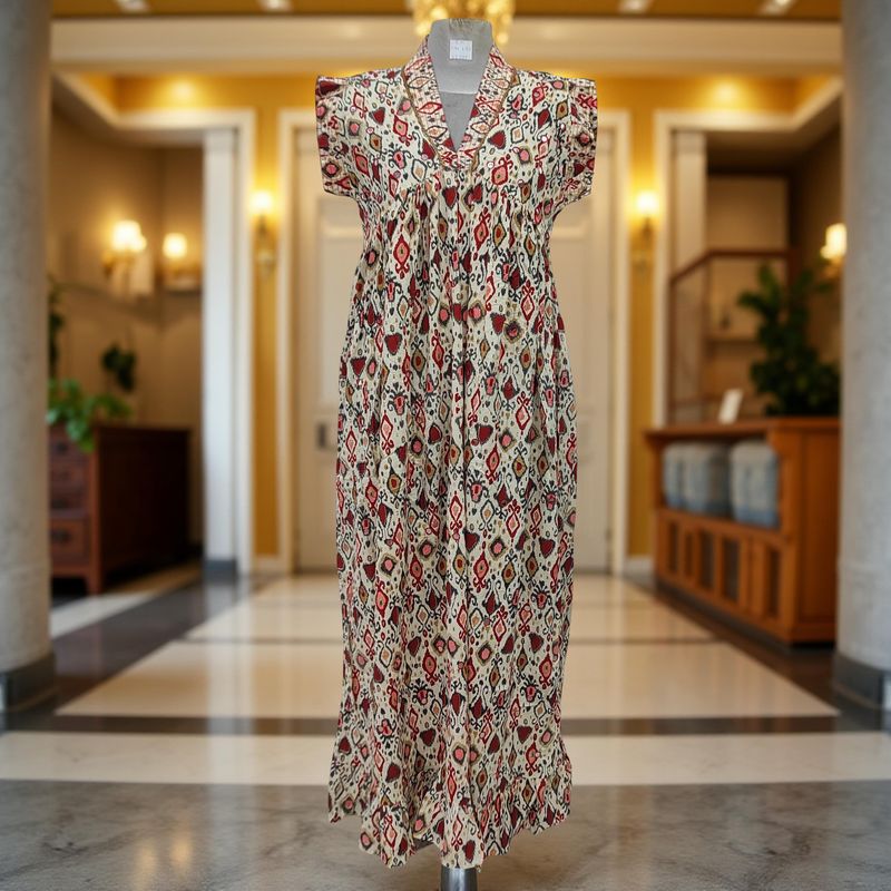 10-11 Year Amani Printed Cotton Girls Dress 46'' Long Jalabiya