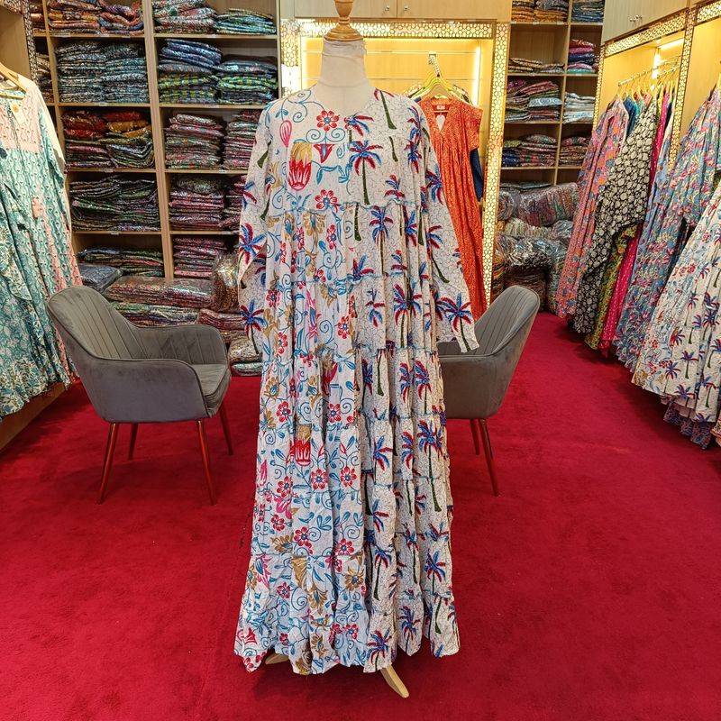 L/XL AATIRA Crystal printed cotton dress 57" long jalabiya