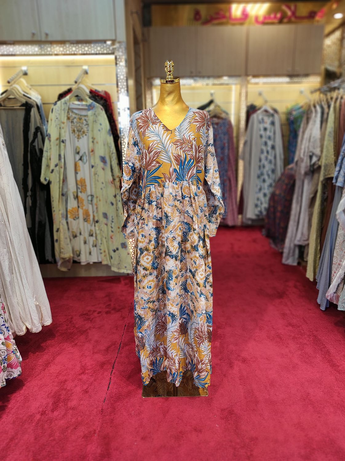 S/M Special Multi Printed Cotton Dress 57" Long Jalabiya